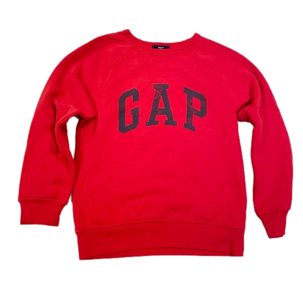 Gap Kids Red Crewneck Long Sleeve Graphic Logo Pullover Sweatshirt Size Large